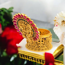Divine Lakshmi Narayan Kumkum Box with Ruby & Emerald Accents