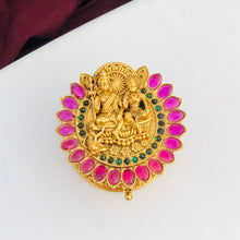 Divine Lakshmi Narayan Kumkum Box with Ruby & Emerald Accents