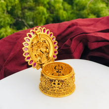 Divine Lakshmi Narayan Kumkum Box with Ruby & Emerald Accents