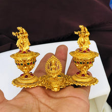 Golden Radha Krishna & Lakshmi Kumkum Box