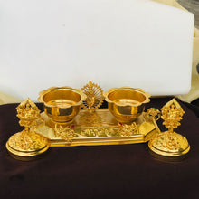 Golden Double Kumkum Box with Divine Design