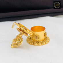 Peacock Design Gold-Plated Kumkum Box with Stone Work