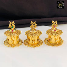 Peacock Design Gold-Plated Kumkum Box with Stone Work