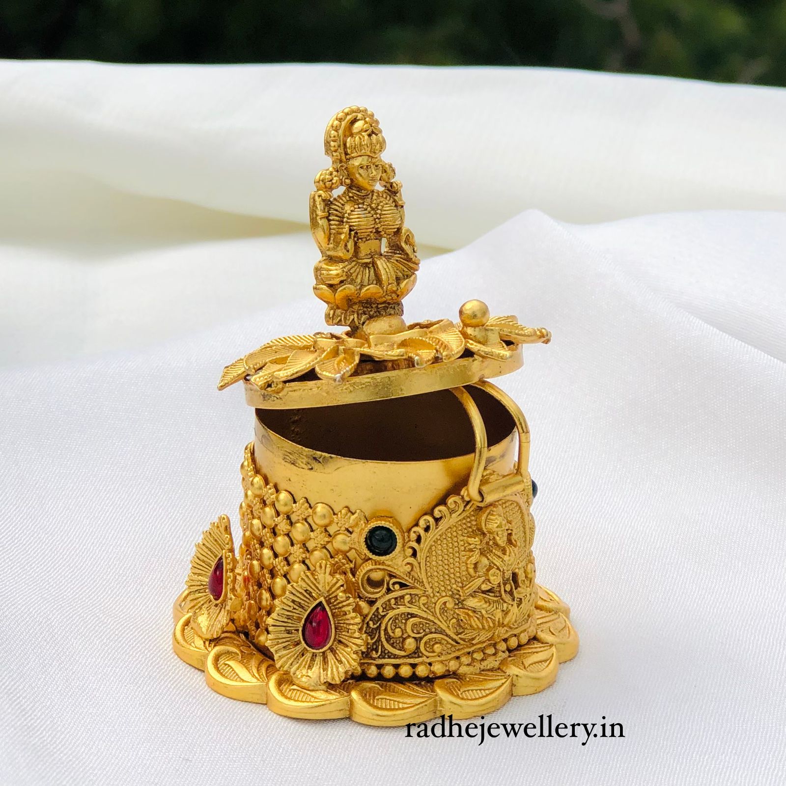 Classic Lakshmi Devi Kumkum Box, Premium Quality, Sindoor Box