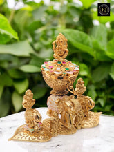 Gold Finish Ganesh Kumkum Box – Decorative Pooja Kumkum Holder with Elephant Design | Return Gift & Home Temple Decor