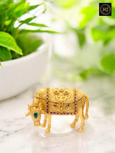 Gold Finish Kamadhenu Cow Kumkum Box | Decorative Pooja Kumkum Holder | Traditional Return Gift