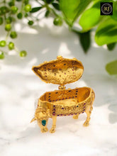 Gold Finish Kamadhenu Cow Kumkum Box | Decorative Pooja Kumkum Holder | Traditional Return Gift