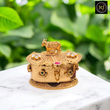 Golden Kamadhenu Cow Kumkum Box | Indian Return Gift & Festive Decor