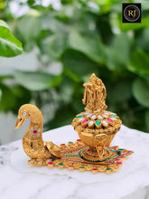 Gold Plated Krishna on Swan Decorative Idol – Premium Pooja & Home Décor