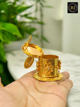 Gold Lakshmi Kumkum Box | Traditional Pooja Sindoor Dabbi | Premium Gift Article