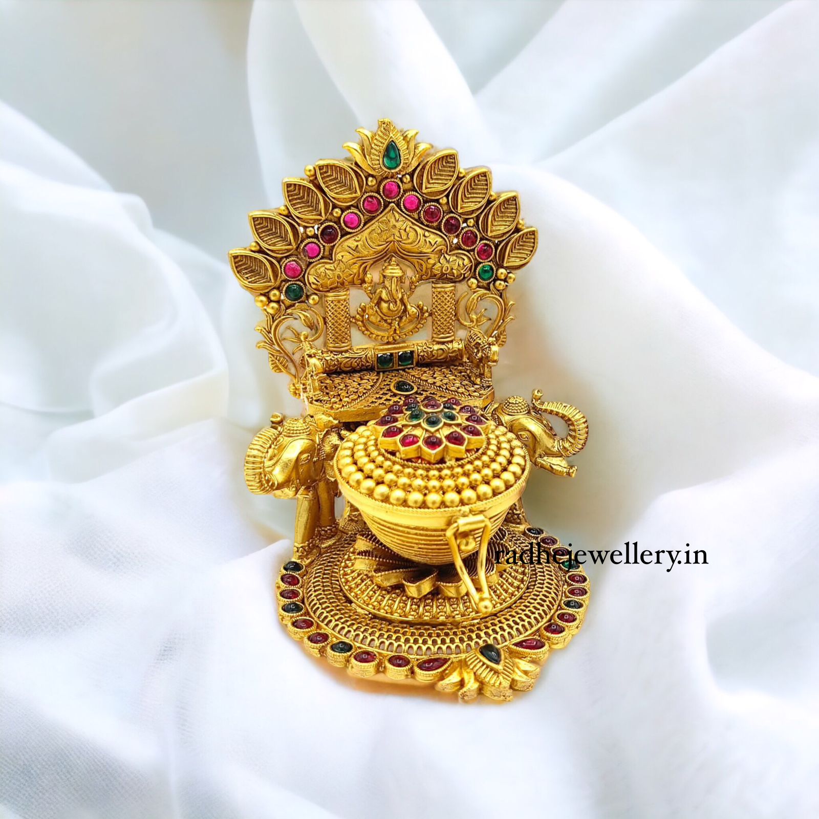 Classic Ganesh & Elephant Kumkum Box, Premium Quality, Sindoor Box