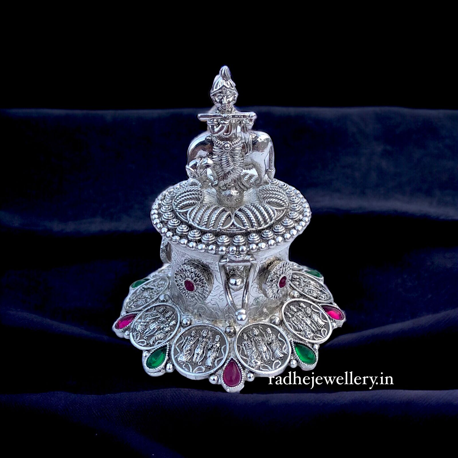 Fancy Design Kumkum Box in Silver Finish