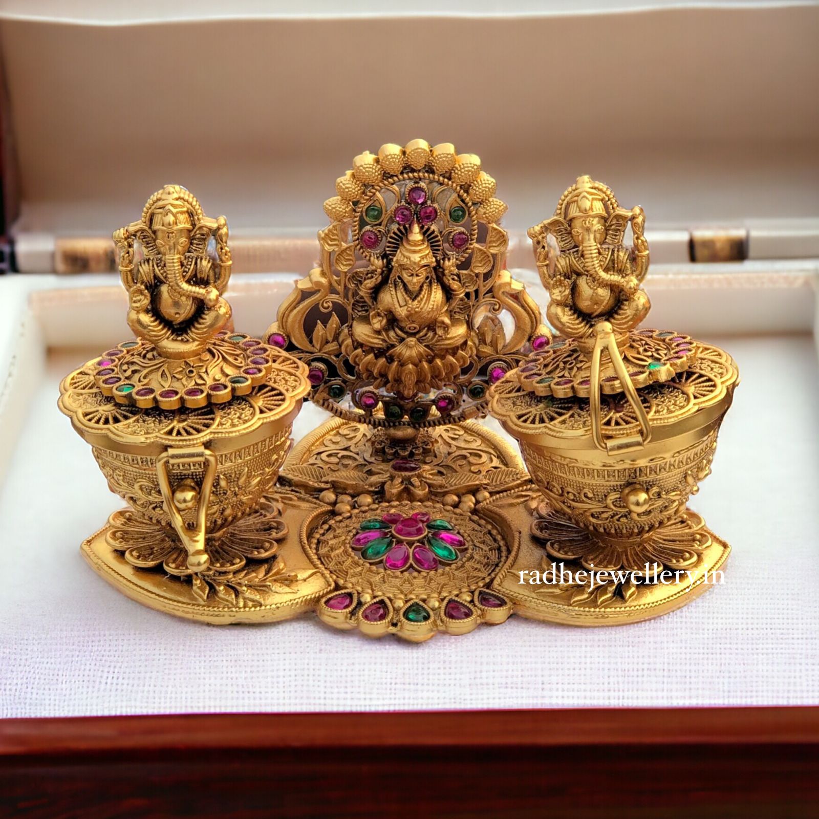 Lakshmi with Ganesh Kumkum Box Design,Double Kumkum Box