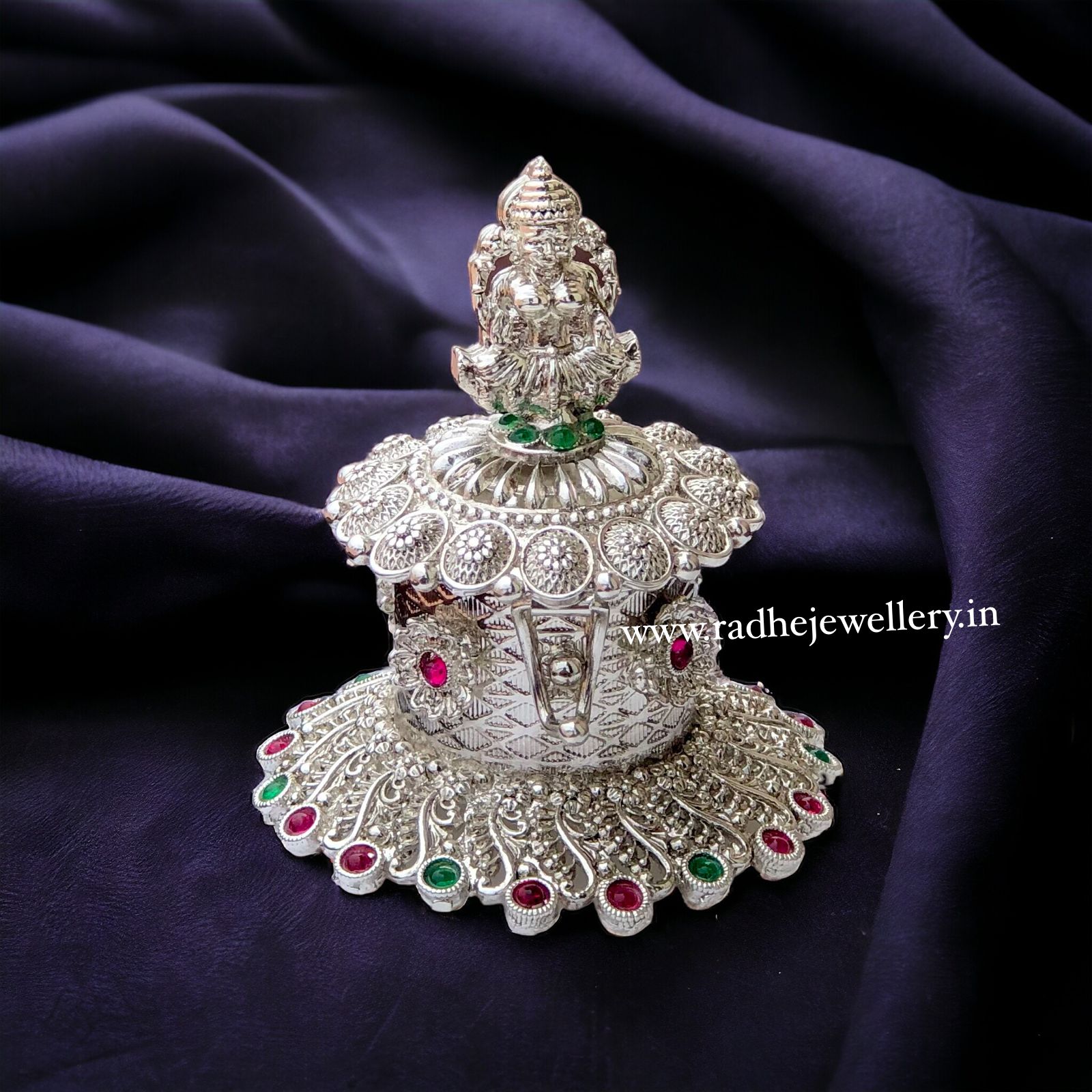 Lakshmi design Kumkum Box in Silver Finish Sindoor Box