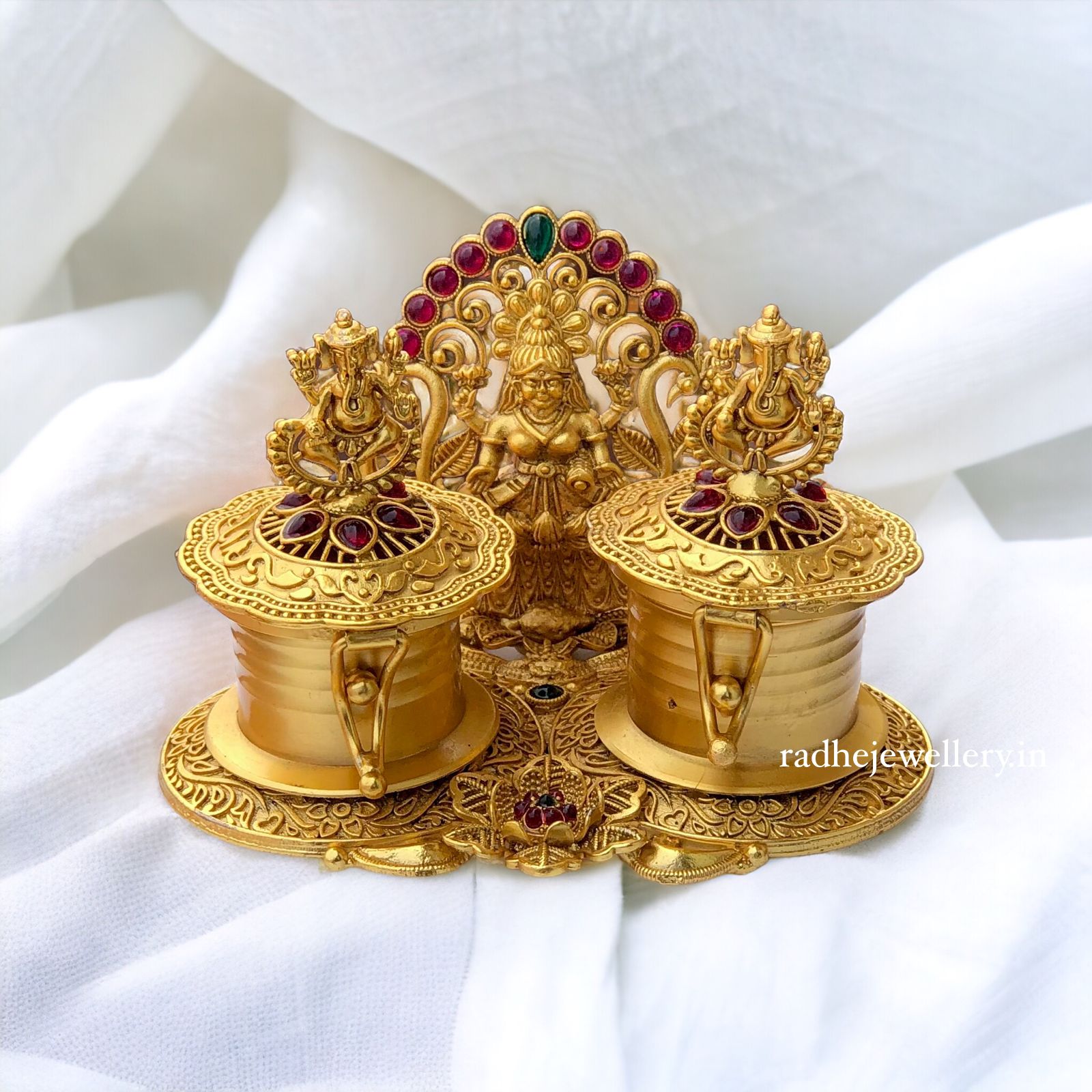 Lakshmi with Ganesh Kumkum Box Design,Double Kumkum Box