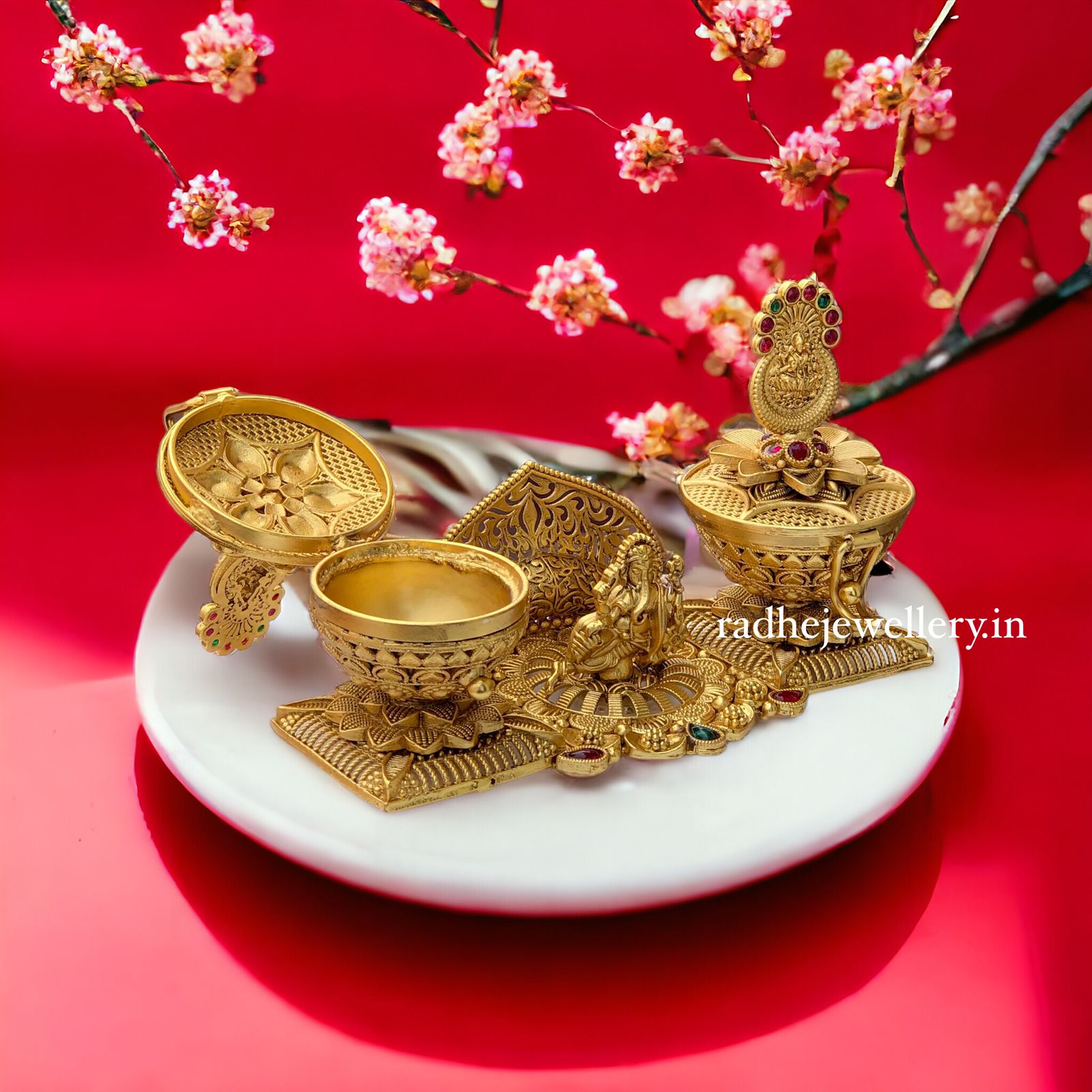 Ganesh with Lakshmi Kumkum Box Design,Buy Gift articles Kumkum Box,Double Kumkum Box,Sindoor box