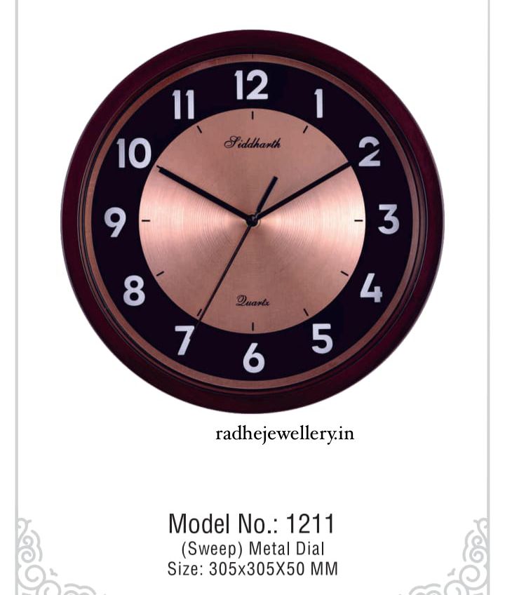 Siddharth Quartz Wall Clock,Classic Black and Rose Round Wall Clock