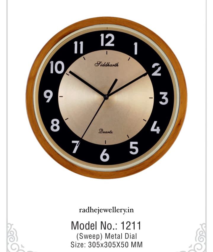 Siddharth Quartz Wall Clock,Classic Black and Gold  Round Wall Clock