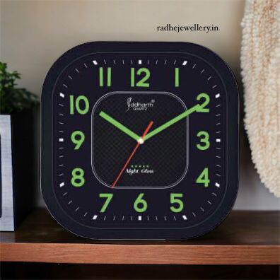 Night Glow  Plastic Wall Clock (250x250x50mm black with brown )