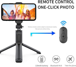 Selfie Stick with Wireless Remote,Bluetooth Extendable,Selfie Stick, Adjustable and Rotatable Design (BLACK)