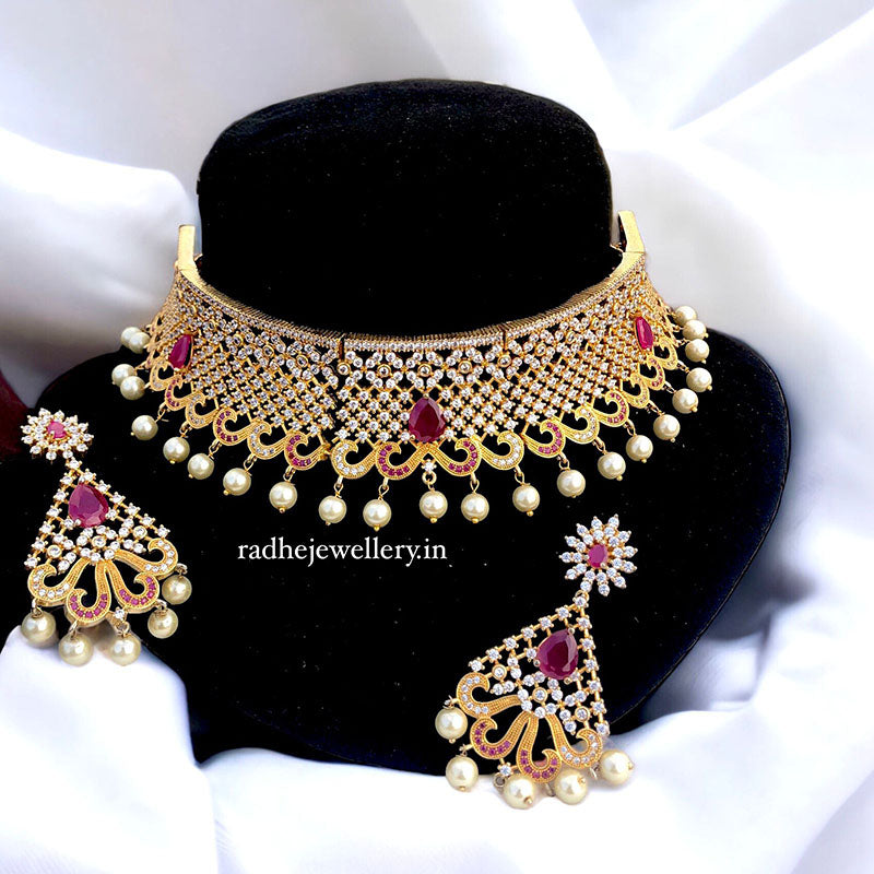 Bollywood Replica AD Choker Necklace With Dangler Earrings For Women & Girls