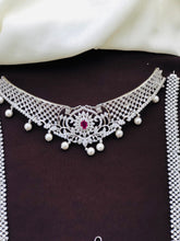 Exclusive Premium Quality CZ stone GJ Polish Full Bridal Set Haram Necklace Set with Earrings and Tikka - Green