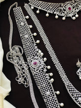 Exclusive Premium Quality CZ stone GJ Polish Full Bridal Set Haram Necklace Set with Earrings and Tikka - Green