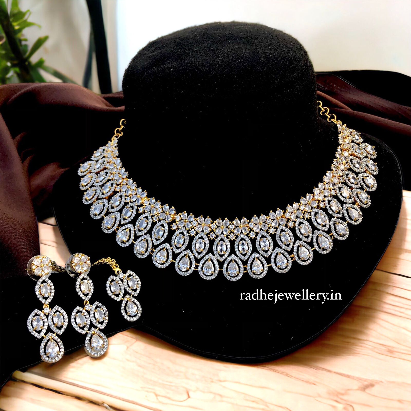 American Diamond High Quality Choker necklace set, Indian Bridal jewellery