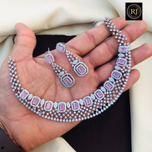 Premium American Diamond High Neck Choker Set