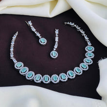 Silver Plated American Diamonds Necklace Set