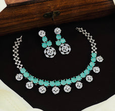 Silver Plated American Diamonds Necklace Set