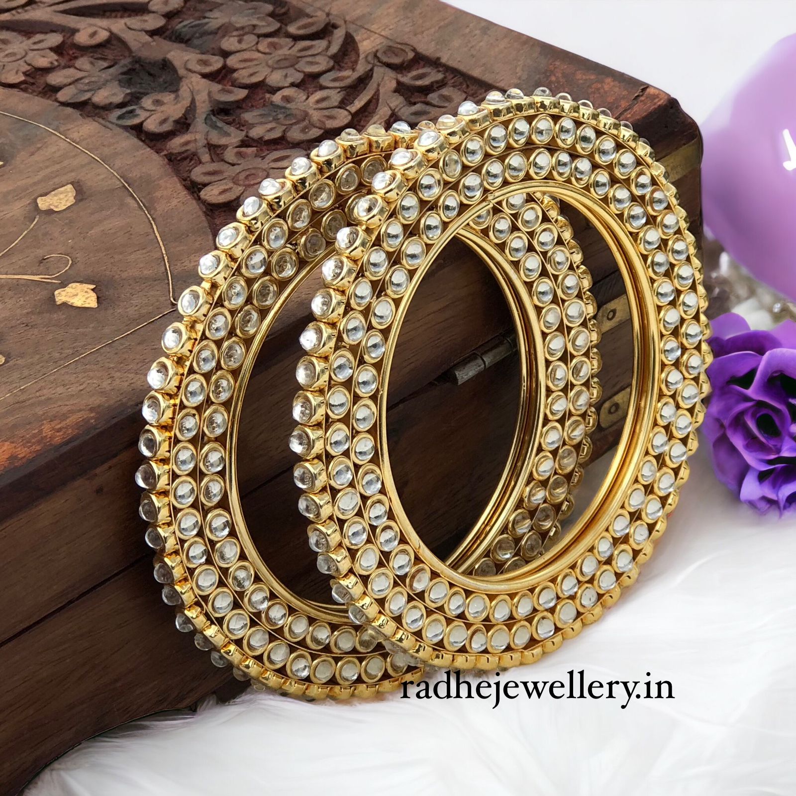 Kundan Gokhru Bangle Kada 2 set