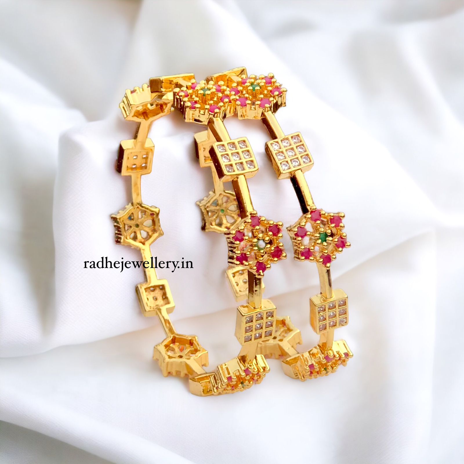 Gold Look AD stone Bangle set| AD stone Bangles for girls and women