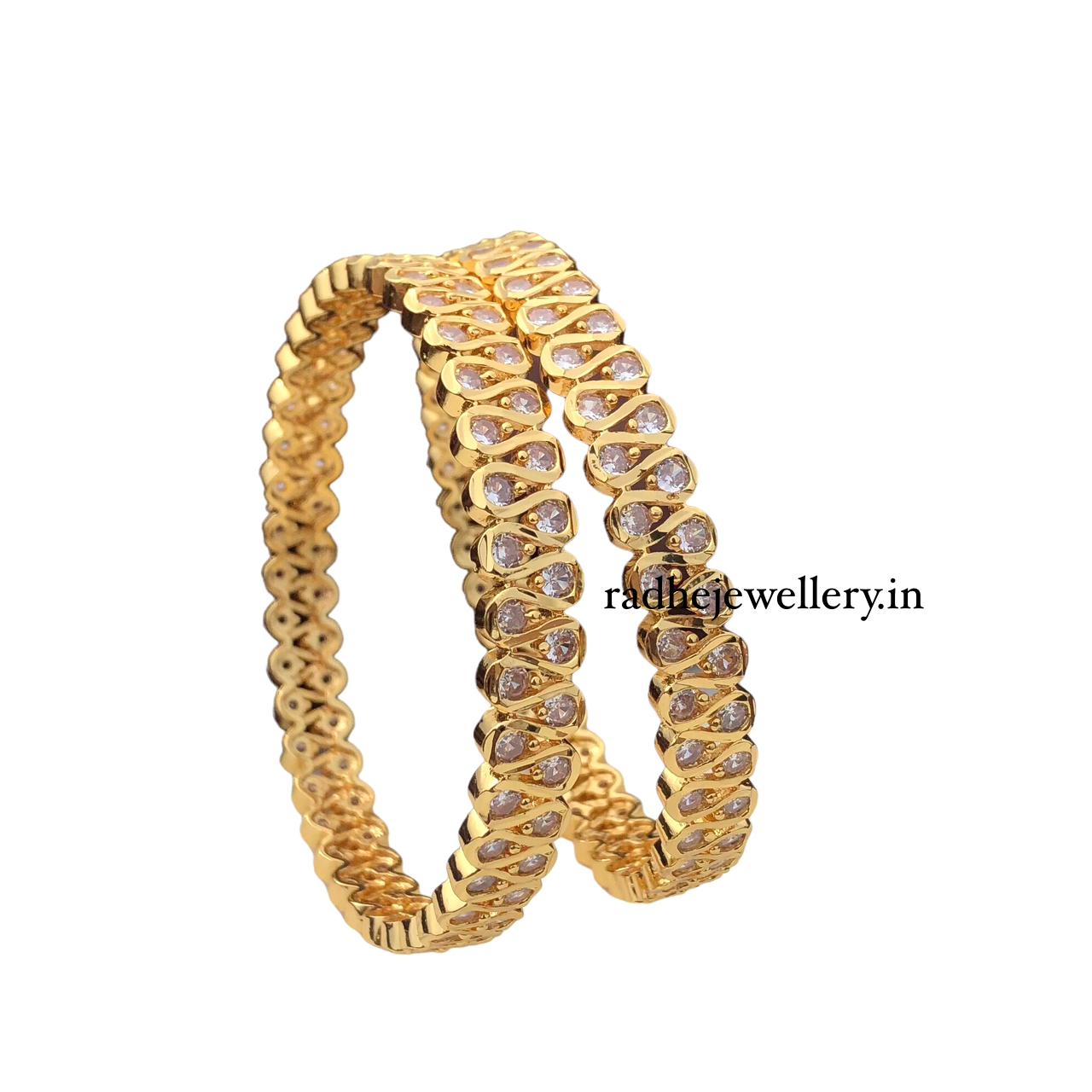 Gold Look AD stone Bangle set| AD stone Bangles for girls and women