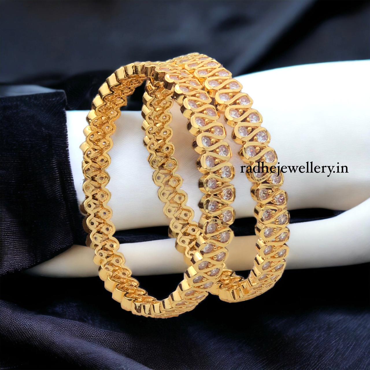 Gold Look AD stone Bangle set| AD stone Bangles for girls and women