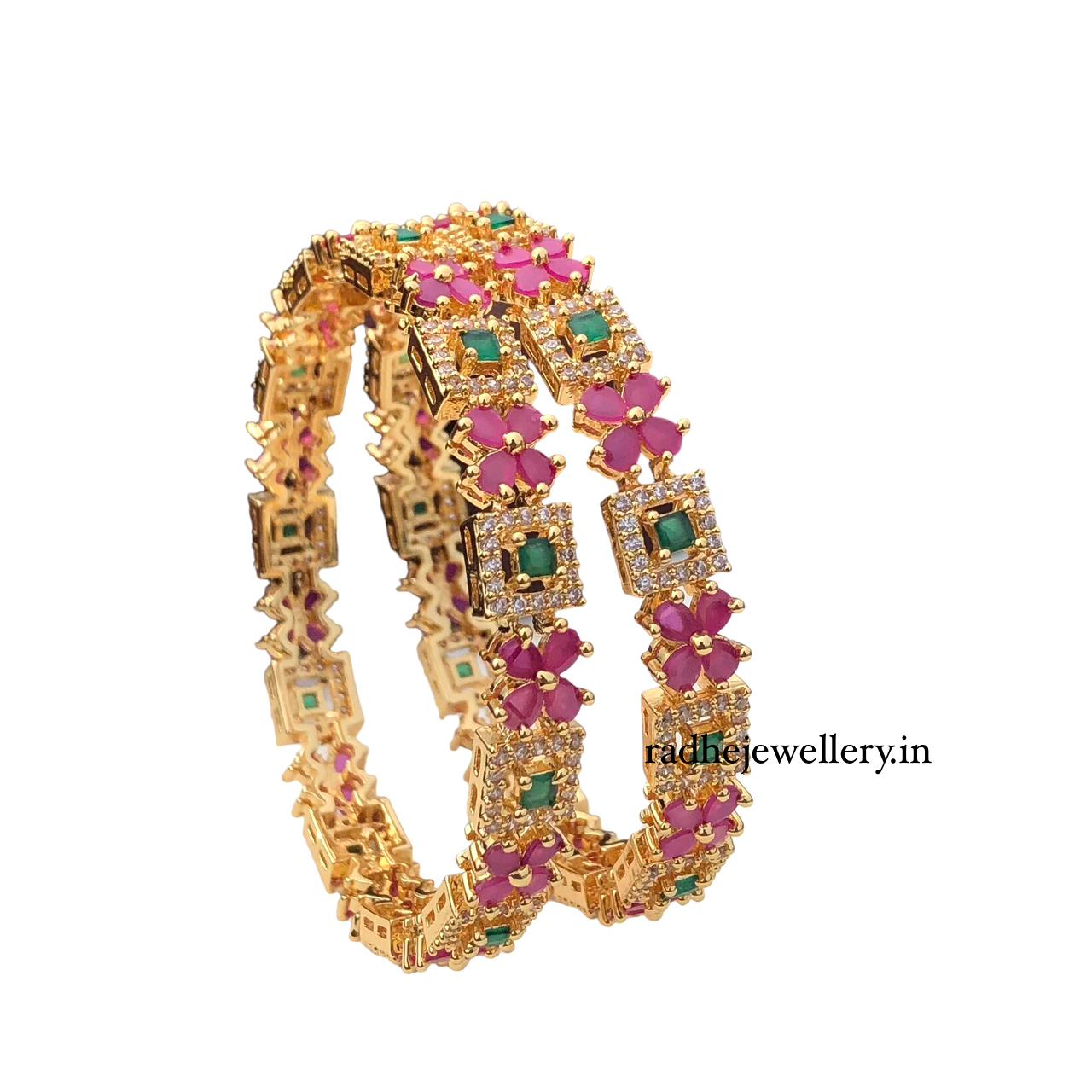 Gold Look AD stone Bangle set| AD stone Bangles for girls and women