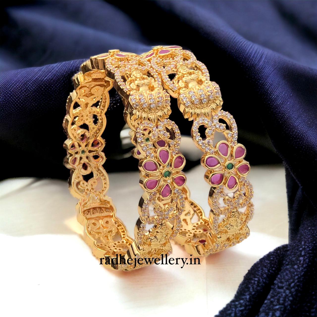 Gold Look AD stone Bangle set| AD stone Bangles for girls and women