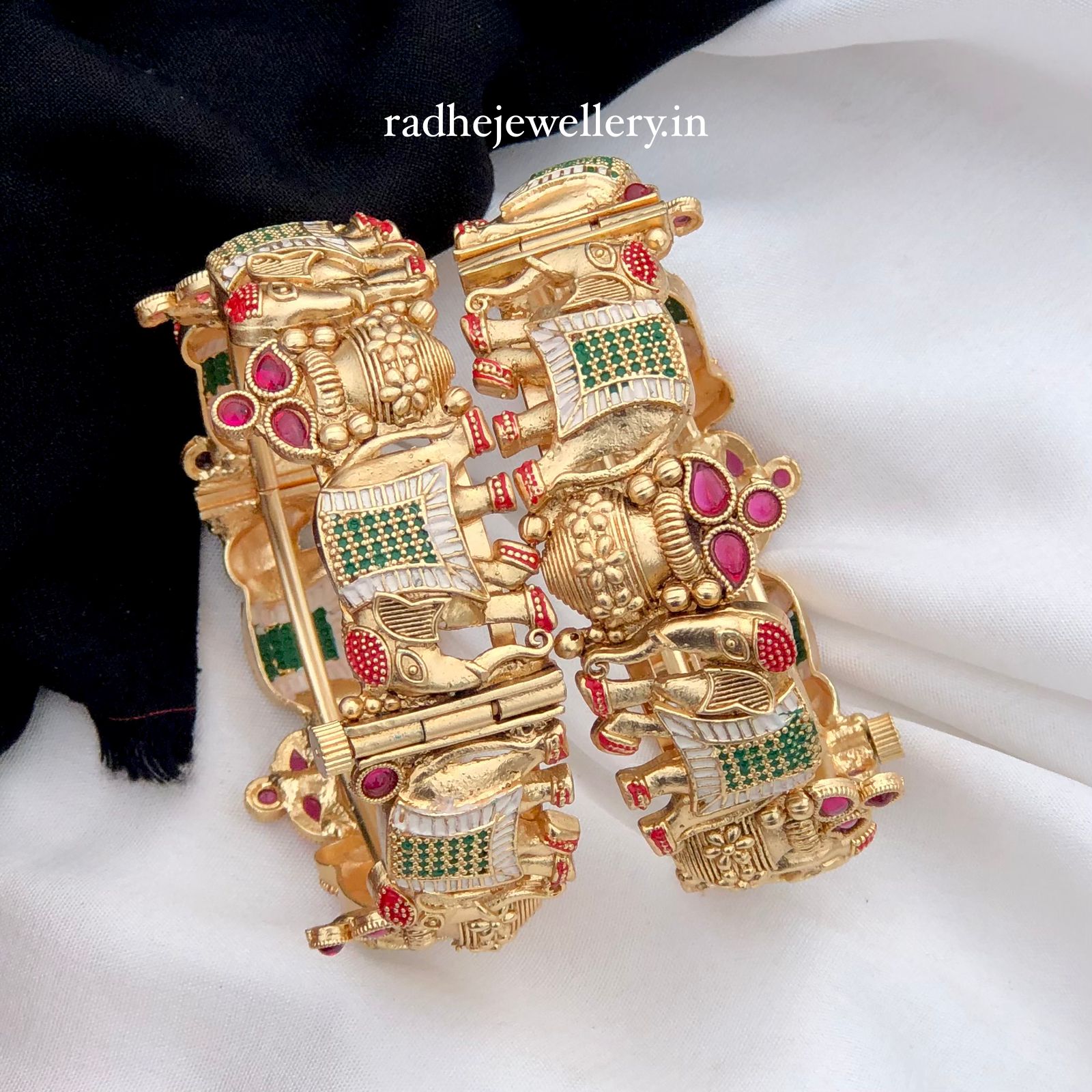 Elephant design Openable Rajwadi Bangles set for women