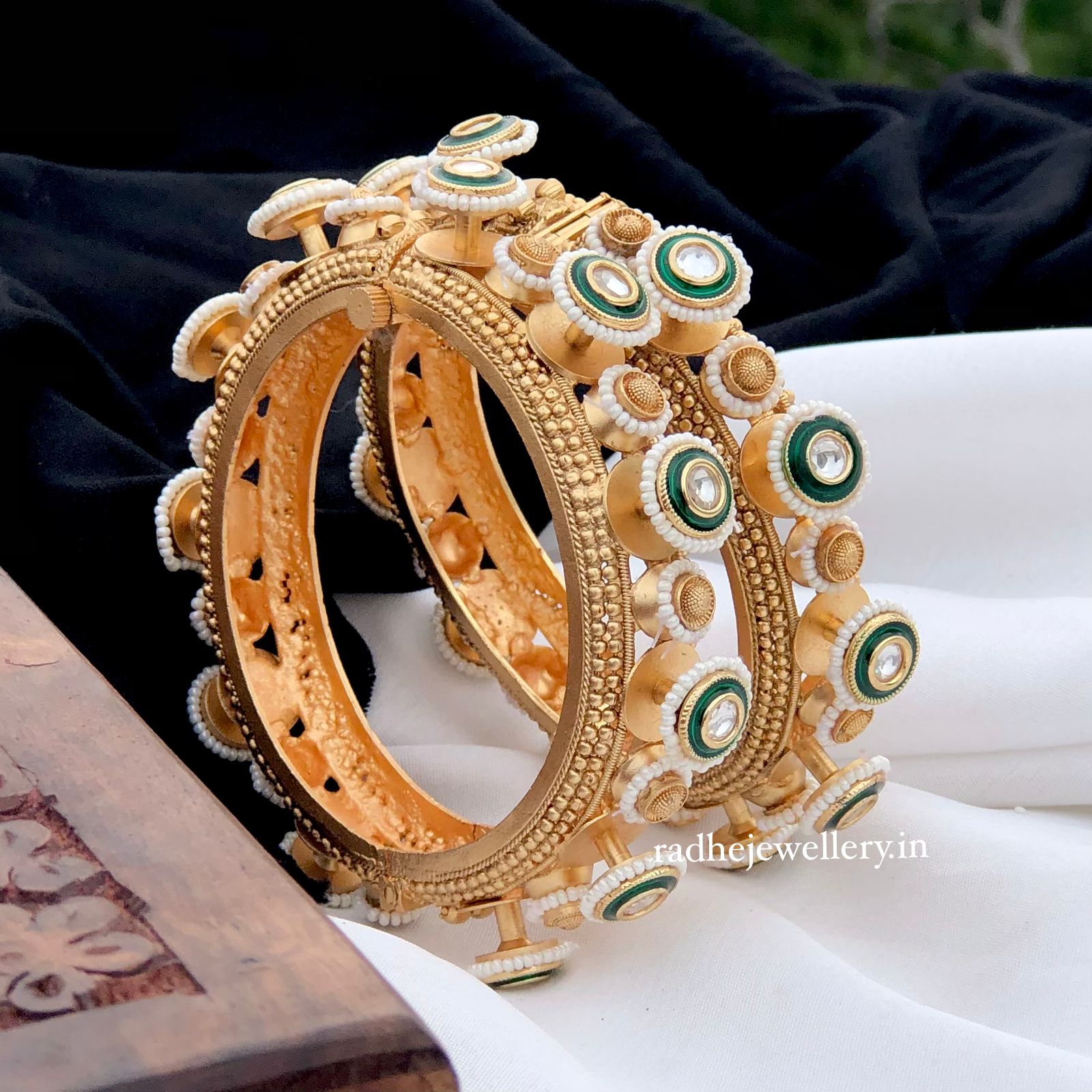 High Gold finish Openable Rajwadi Bangles set for women