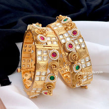 Rajwadi Openable Jadau Bangles/ White beads jadau stone Kada / Indian Bridal bangles