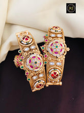 Rajwadi Openable Jadau Bangles/ White beads jadau stone Kada / Indian Bridal bangles