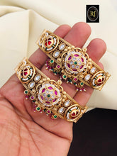 Rajwadi Openable Jadau Bangles/ White beads jadau stone Kada / Indian Bridal bangles
