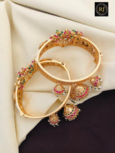 Rajwadi Openable Jadau Bangles/ White beads jadau stone Kada / Indian Bridal bangles