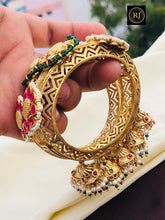 Rajwadi Openable Jadau Bangles/ White beads jadau stone Kada / Indian Bridal bangles