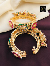 Rajwadi Openable Jadau Bangles/ White beads jadau stone Kada / Indian Bridal bangles