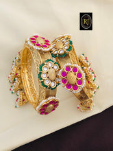 Rajwadi Openable Jadau Bangles/ White beads jadau stone Kada / Indian Bridal bangles