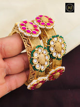Rajwadi Openable Jadau Bangles/ White beads jadau stone Kada / Indian Bridal bangles