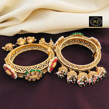 Rajwadi Openable Jadau Bangles/ White beads jadau stone Kada / Indian Bridal bangles