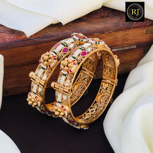 Rajwadi Openable Jadau Bangles/ White beads jadau stone Kada / Indian Bridal bangles