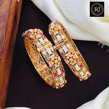 Rajwadi Openable Jadau Bangles/ White beads jadau stone Kada / Indian Bridal bangles